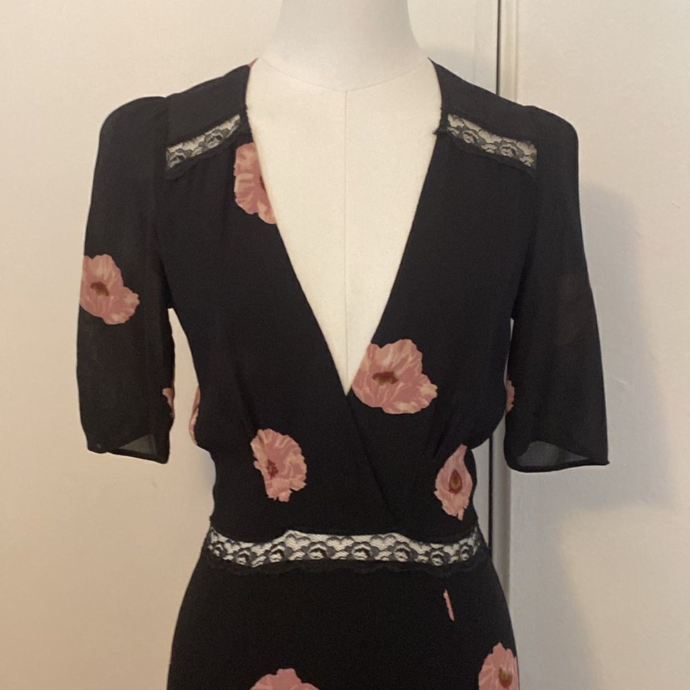 Reformation Black and Pink Floral Alina Dress Size 4 - Picture 6 of 15